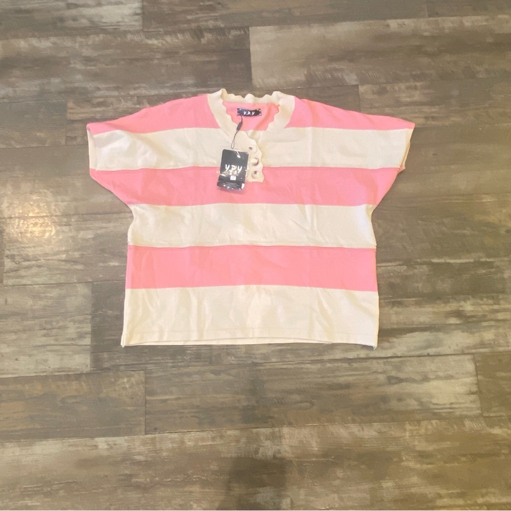 Pink and White Striped Women's Crop Top New with tags